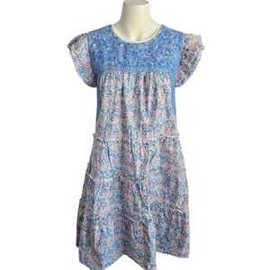 J. Marie Women's Tiered Floral Ruffle Sleeve Dress Sz XS Cottagecore Romantic